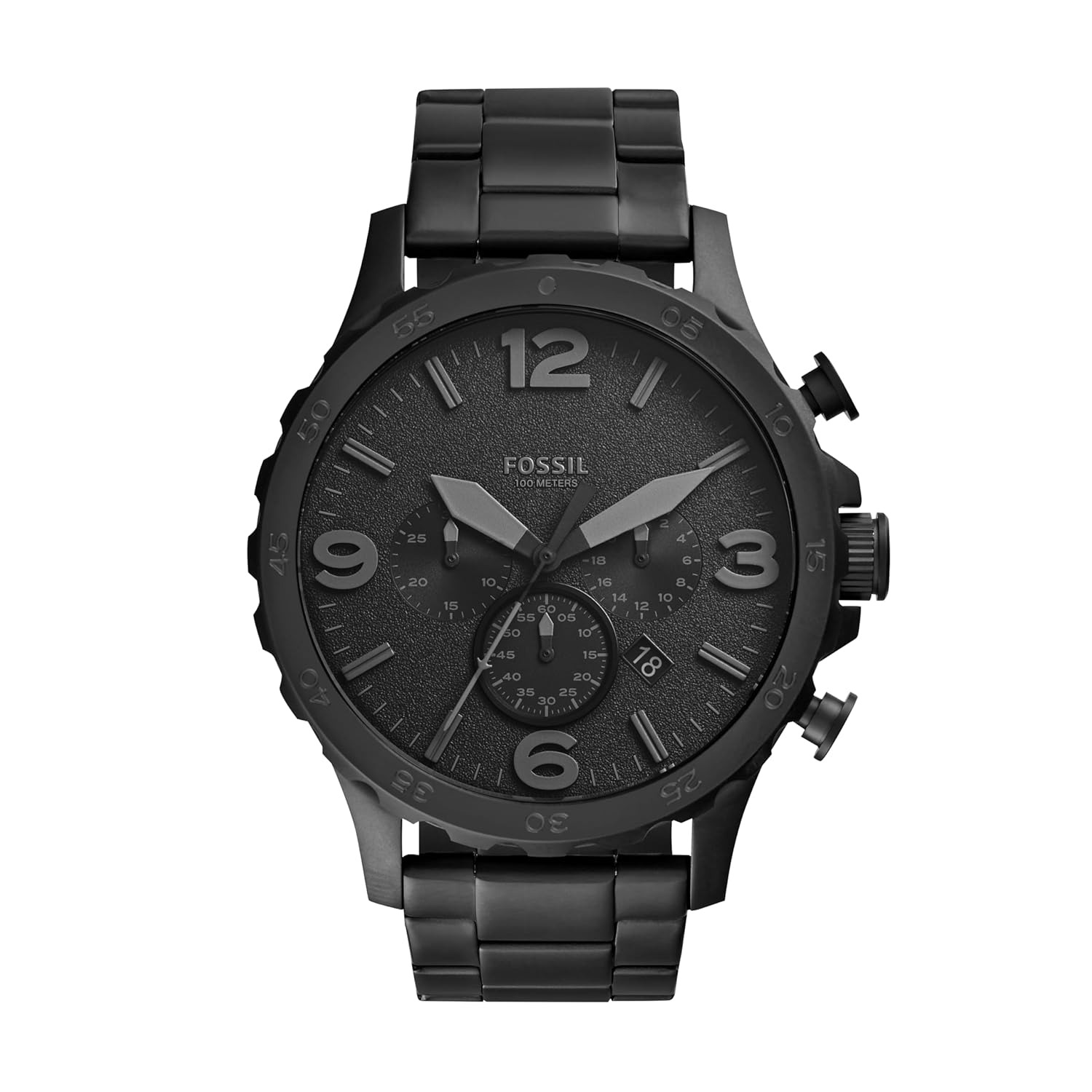 Fossil Nate Chronograph Analog Black Dial Grey Band Men's Watch