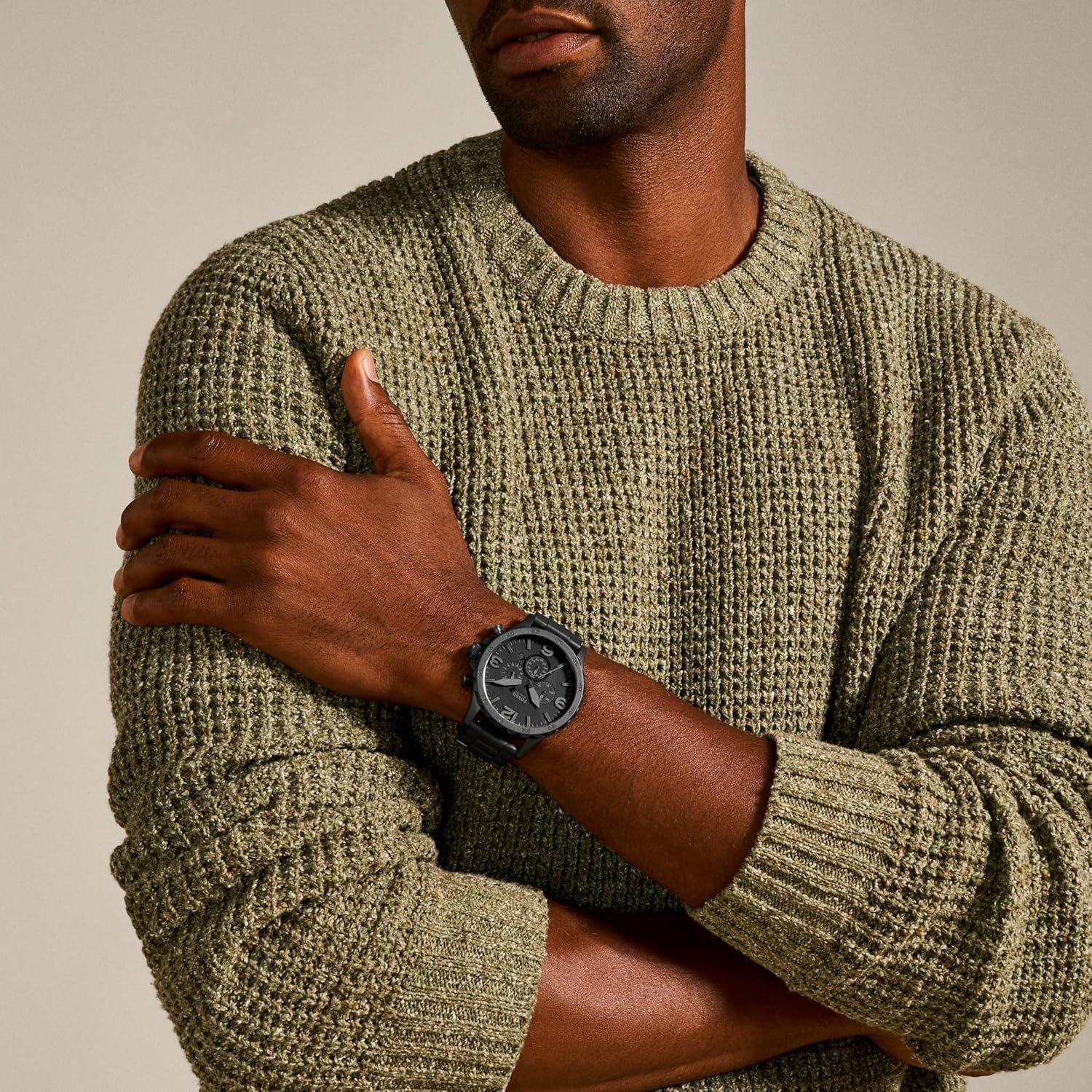 Fossil Nate Chronograph Analog Black Dial Grey Band Men's Watch - Image 4